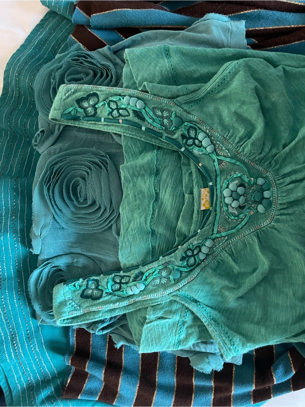 Forever 21 2 skirts and Anthropologie 2 tops teal